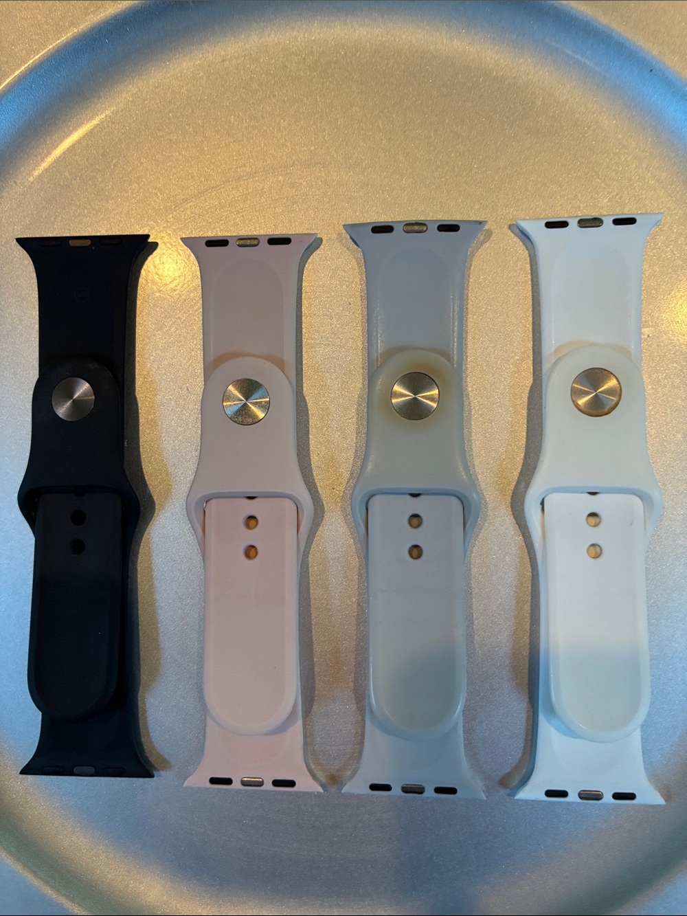 Apple Watch Bands Silicone Bundle of 4— Black, Pink, Gray, White Size 38-41mm - Picture 4 of 4